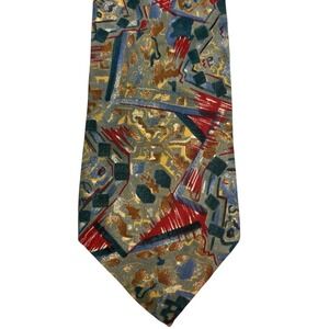 Christian Dior Monsieur Abstract Silk Tie Vintage 90s Art Print Wide Made In USA
